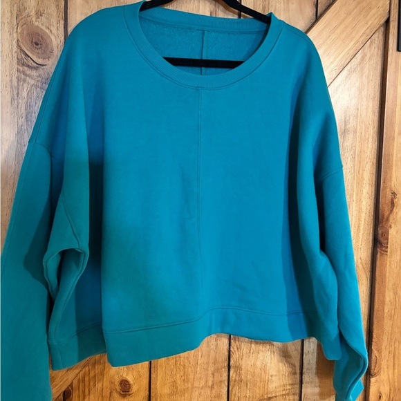 All In Motion Women’s Cotton Crewneck Crop Sweatshirt - Turquoise - Size Xxl - Picture 3 of 6